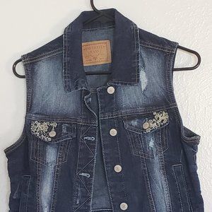 Distressed Denim Vest by Amethyst Jeans